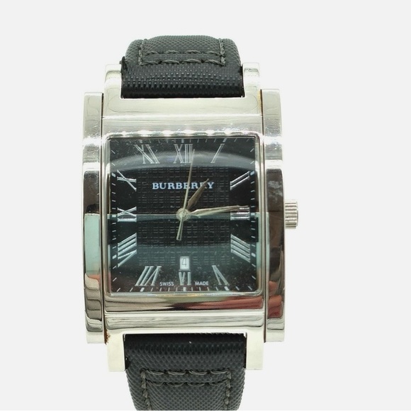 Burberry Men's Watch with Black Dial and Silver Case
